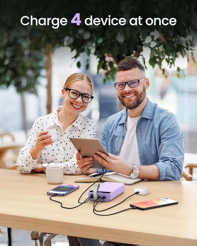 Power Bank Fast Charging 50000mAh - 22.5W Portable Charger USB C Quick Charge with 4 Outputs & 3 Inputs LED Display Huge Capacity External Battery Pack for iPhone, Samsung, iPad etc Purple