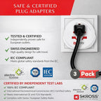 SKROSS World Travel Adapter Set 3-Pack — USA, UK & Europe Plug Adapters, Swiss-Engineered Country Travel Adapter Bundle, White