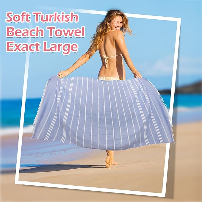 YSYJ 12 Pack Turkish Beach Towel Oversized Beach Towels 36"x71"Turkish Towel Soft Sand Free Quick Dry Lightweight Beach Towel Bath Towels Navy