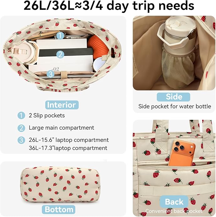 Puffer Tote Bag with Pouch,Women's Lightweight Quilted Shoulder Bag,15.6"/17.3" Laptop Travel Weekender for Work & Nurses