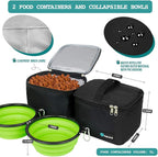 PetAmi Dog Travel Bag, Travel Pet Bag Organizer, Dog Food Travel Bag with Container Collapsible Bowls, Pet Travel Supplies Gift Accessories for Weekend Camping, Puppy Cat Diaper Bag, Black Large