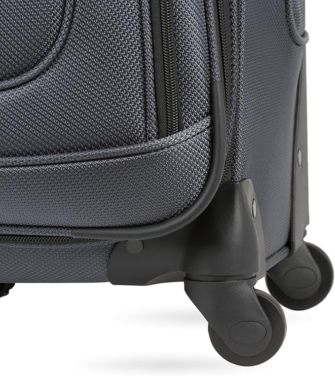 SWISSGEAR Sion Softside Expandable Spinner Luggage Durable Lightweight Travel Suitcase, Dark Grey, Checked-Large 29-Inch
