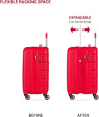 SwissGear 7366 Signature Hardside Expandable Luggage with Spinner Wheels, TSA Lock, Cup-Holder, Red, Carry-On 19-Inch