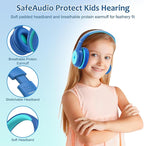Voopwink Kids Headphones Wired with Microphone, USB Type C Headphones for Kids Girls Boys with Cord/LED Lights/85/94dB Volume Limit, Portable Over Ear Headphones for School/Travel/Tablet/iPad