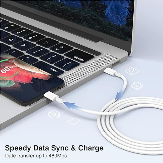 3-Pack [6.6FT+10FT+10FT] 60W USB C to USB C Cable, Type C Fast Charging Cable for iPhone Air 17 16e 16 15 Pro Plus Pro Max，for Galaxy S25/S24, for iPad Pro/Air/mini, for MacBook Pro/Air and More