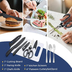 THTYBROS Portable Camping Kitchen Utensil 34 Pcs Set- Cookware Kit, Stainless Steel Outdoor Cooking and Grilling Utensil Organizer Travel Set Perfect for Travel, Picnics, RVs, Camping, BBQs, Parties