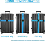 Luggage Straps for Suitcases TSA Approved Travel Belt 8 Pack by Chelmon (Sky Blue)