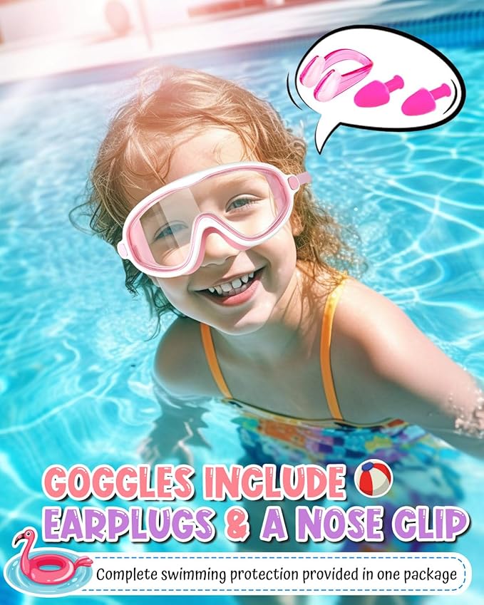 Swim Goggles 2 Pack, Wide View Anti Fog&UV Swimming Goggles for Audlt, No Leak Pool Beach Essentials for Men Women