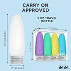 Dot&Dot Leak Proof Travel Bottles - Tubes for Liquid TSA Approved 3oz Silicone Toiletries Travel Shampoo & Conditioner Containers with Labels