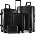 TRAVELARIM Black Hardshell Luggage Sets 4 Piece, Durable Suitcase Set, Travel Luggage Set with Integrated TSA Lock, 360° Spinner Wheels, Expandable Medium and Large Checked Suitcase, 20/24/28 Inch