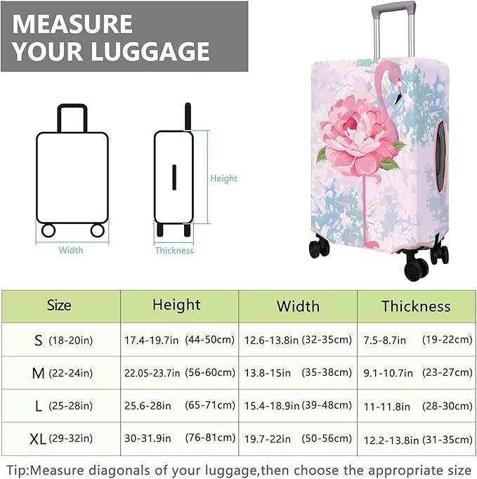 Travel Luggage Cover Suitcase Protector Fits 18-32 Inch Wheel Covers PatternedTravel Related Items Flower Luggage Protector Elastic M