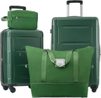 2 Piece Luggage Sets with Bags, Lightweight ExpanableCarry on Luggage Sets, Hardshell ABS Spinner Wheels Suitcase with TSALock,for Women Men, 20 IN & 24 IN, Green