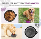 Collapsible Dog Bowl Large 2 Pack, Dog Water Bowls for Travels, Portable Foldable Pet Bowls Feeding Watering Dish for Parking Walking Camping with 2 Carabiners Clip (34oz, Large, Grey+Purple)