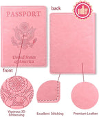 Sizobi PU Passport Holder for Travel, Passport Cover Wallet for Women Men, Leather Passport Book Card Holder Case for International Travel Must Haves Accessories, Cruise Ship Essentials Gifts, Pink