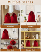 FantasyLife Shoe Bags for Travel, Washable Dust Bags for Storage & Packing, Flannel Shoe Pouch with Drawstring Closure for Purses, Handbags, Shoes & Toys (8, Multiple Colors, 17.3"x12.6")