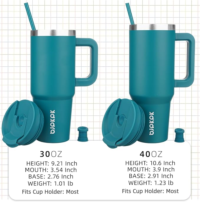 BJPKPK Insulated Tumblers With Handle And Straw 40 oz Stainless Steel Tumbler Cups With Lid,Laguna