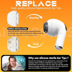4 Pairs Replacement Ear Tips for AirPods Pro 2nd/1st Generation with Portable Storage Box & Cleaner Pen,Noise Reduction Holewith & Built-in dust Guard Screen,Silicone EarTips(White-xs/Size)