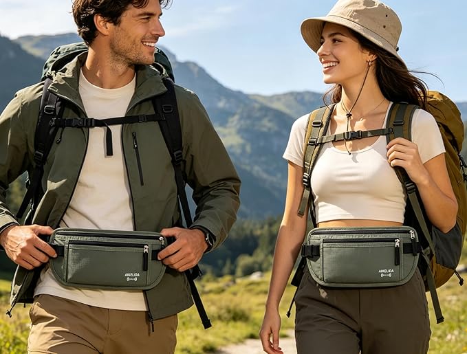 RFID Blocking Passport Holder - Money Belt & Travel Wallet, Travel Belt Bag Fanny Pack for Women Men