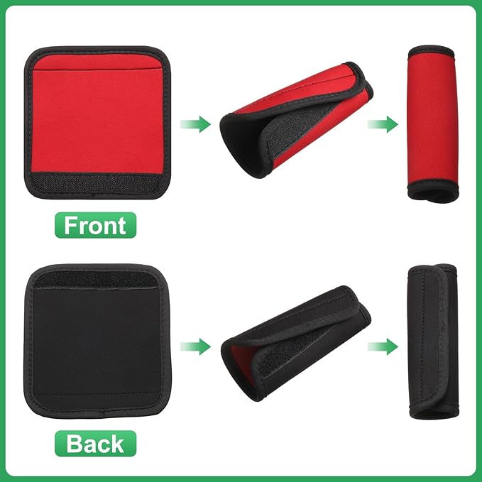 uxcell 3 Pcs Luggage Handle Wrap for Suitcase, Neoprene Handbag Grip Cover Protector Luggage Identifiers Suitcase Handle Wraps for Luggage Shopping Bag Travel Bags, Red
