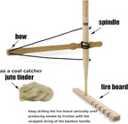 PSKOOK Bow Drill Kit Fire Starter, Primitive Wood, Survival Practice Friction Fire Tool for Scout Outdoor Activity Teaching, Outward Bound Training, Wildness Survival Beginner