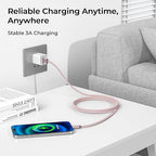 Basesailor for iPhone 17 16 Pro Max Charger Cord,USB to USB C Cable,Type C Charging Power Cord for Apple 17e 15 iPad 10 Air 4 5,Samsung Galaxy S26 S25 S24 S23,Pink,3Pack 1.5/3.3/6.6FT(0.5/1/2M)