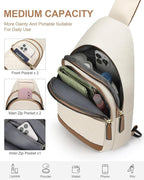 Capolo Sling Bag for Women Men Waterproof Crossbody Bags for Women Trendy Casual Fanny Pack with Convertible Shoulder Strap Chest Bag for Travel Hiking(Beige, Medium)