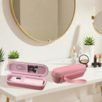 Hard Carrying Case for medicube Booster Pro 6-in-1 Real Glass Glow Beauty Massager, Shockproof EVA Storage Organizer with Mesh Pocket, Portable Travel Case, Pink