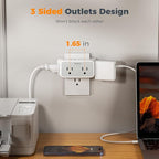TESSAN Multi Plug Outlet Extender, Surge Protector 4 Outlet Splitter with 4 USB Ports (2 USB C), 3 Side Multiple Wall Plug Expander for Home Office Kitchen Dorm Room Essentials