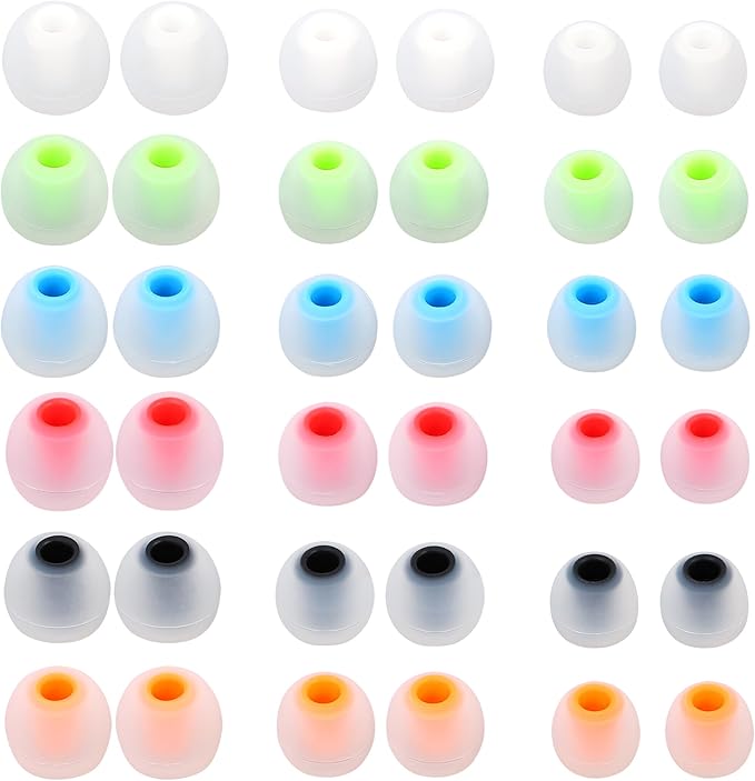 Earbud Replacement Tips Silicone Earbud Tips Ear Bud Covers Fit Most in-Ear Earbuds(Inner Hole 3.8mm -5.1mm) Headphone Ear Tips 18 Pairs S M L