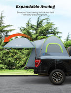 JOYTUTUS Pickup Truck Tent 6.5ft Bed Tent with Removable Awning, Waterproof PU2000mm Double Layer for 2 Person, Portable Truck Bed Tent - Green, Aluminum Pole