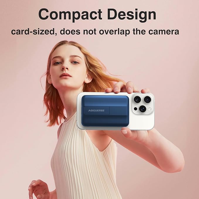 AOGUERBE for MagSafe Portable Charger, 10000mAh Magnetic Power Bank 22.5W Fast Charging, Mini Battery Pack Wireless with LED Display&Foldable Stand for iPhone 17/16/15/14/13/12 Series (Royal Blue)