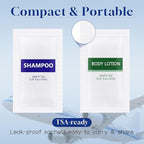 Travel Size Body Wash and Shampoo Bulk,Refreshing White Tea Scent,0.35 fl oz,Individually Wrapped Mini Shower Gel Shampoo Hygiene Kits for Travel/On The Go/Homeless Care/Hotel Guests(Pack of 100)