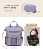 LOVEVOOK Laptop Backpack Purse for Women, Cute College School Backpack Bookbag For Teenager Girls, Teacher Nurse Bags Work Travel Backpack, Business Computer Laptop Bag Daypack, 15.6 Inch, Purple