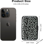 ELFISH Mini RFID Aluminum Wallet Credit Cards Holder Business Card Case Metal ID Case for Men Women(Black Leopard Print)