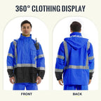 SKSAFETY Hi Vis Safety Rain Jacket for Men, Construction Work Rain Gear Heavy Duty Class 3 Rain Coat Waterproof Lightweight