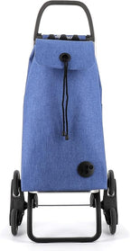 ROLSER I-Max Tweed 6 Wheel Stair Climber Foldable Shopping Trolley - Blue