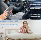 Car Carplay Cable for iPhone 17 16 15 Charger Cord,3/3/6/6FT USB A to USB C Cable for iPhone 17 Pro Max/16 Pro/15 Plus Charger,USB C Car Charger for Apple 17 Air/16 Pro Max/16e/15/iPad Pro