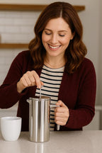 VIA CREMA French Press Coffee Maker, Stainless Steel with Glass Carafe, 1000ml/34oz or 800ml/27oz Capacity