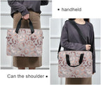 Rose Gold Leopard Print Pink Laptop Messenger Bag Case Sleeve Crossbody Briefcase for Men Women with Shoulder Strap Handle 13 14 15.6 inch