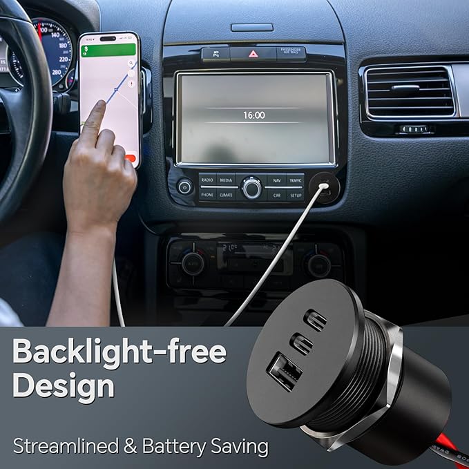 Acegoo 78W 12V USB Outlet, Dual 30W PD3.0 Type-C & 18W QC3.0 Aluminum Car Charger Socket, Multi Port Fast Charging Replacement Socket Accessories for RV Camper Trailer Truck Boat (2 Pcs)