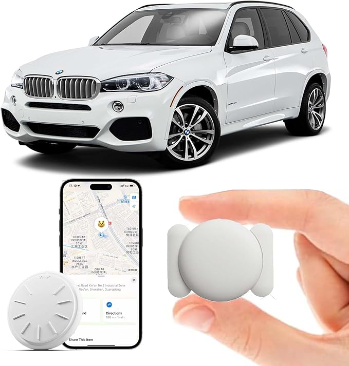 GPS Tracking Devices, 1PCS Tracker Device for Vehicles Work with Find My (iOS Only), Car Tracker Device Hidden with Magnetic Case, No Monthly Fee GPS Tracker for Vehicles (White)