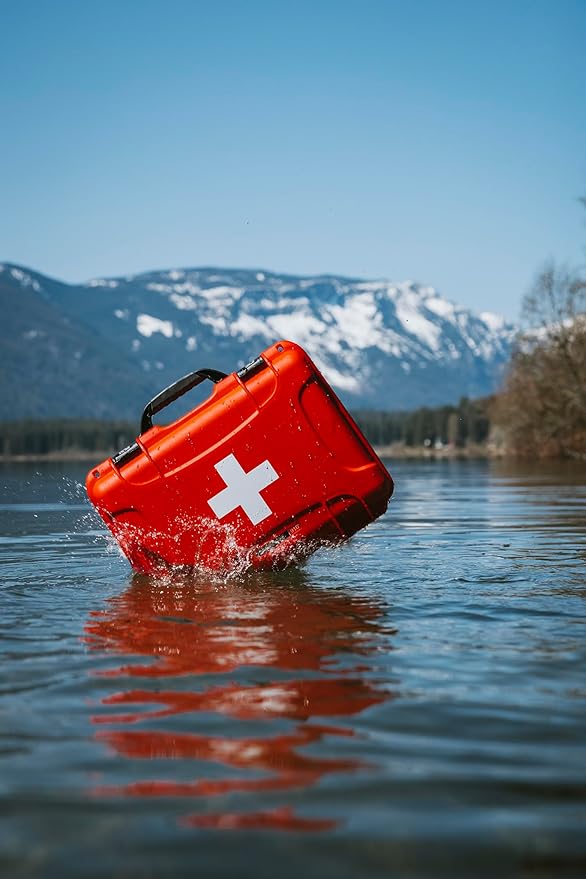NANUK 910 Waterproof First Aid Box Empty – Durable, Medical First Aid Organizer Case, IP67-Rated, Dustproof, Impact-Resistant, and Floats (13.2" x 9.2" x 4.1") – Red