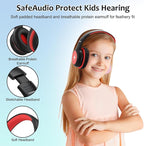 Voopwink Kids Headphones Wired with Microphone, USB Type C Headphones for Kids Girls Boys with Cord/LED Lights/85/94dB Volume Limit, Portable Over Ear Headphones for School/Travel/Tablet/iPad