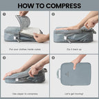 PFEYRPK Lightweight Compression Packing Cubes for Suitcases, Compressible Expandable Travel Packing Organizer with Clear Toiletries and Backpack Bag, Travel Essentials for Carry on Luggage 7 Set