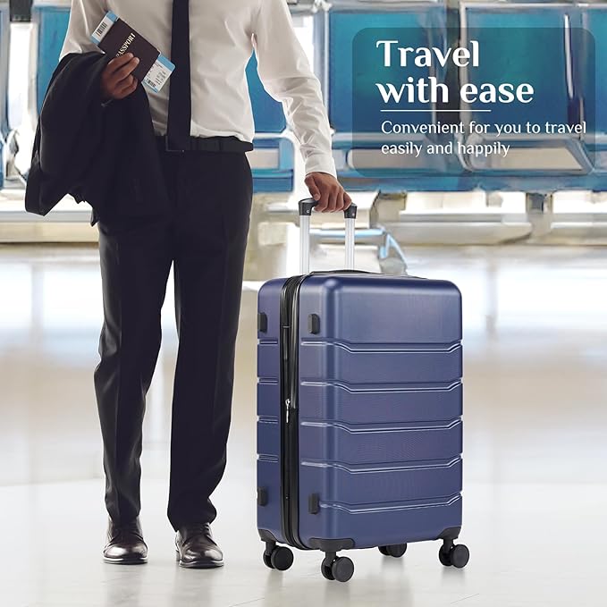 OLIXIS 28 Inch Luggage, Hardside Checked Suitcase with Spinner Wheels, Lightweight ABS Hard Shell Travel Luggage, TSA Approved Lock, Expandable Large Suitcase for Business & Travel–Blue