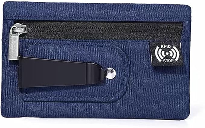 RFID Hidden Clip Stash Money Belt - Ultra Thin Anti-Theft Travel Pouch with Credit Card Slots for Women/Men, Perfect for International Travel, Daily Commute & Outdoor Activities (Deep Blue)