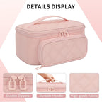 OCHEAL Makeup Bag, Multifunctional Make Up Bags Large Compact Makeup Bag Organizer Cosmetics Toiletry Brushes Storage Makeup Case with Handle for Women Girls Makeup Case with Handle-Pink