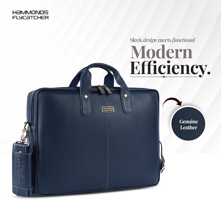 HAMMONDS FLYCATCHER Genuine Leather Laptop Bag for Men, Padded 15.6" Laptop Sleeve, Leather Messenger Bag for Men Briefcases
