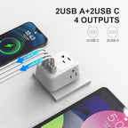 US to UK Plug Adapter, Foldable UK Travel Adapter with 4 AC Outlets 4 USB Ports(2 USB C), Type G Power Adapter for USA to Ireland England British Scotland London Hong Kong Singapore(1 Pack)