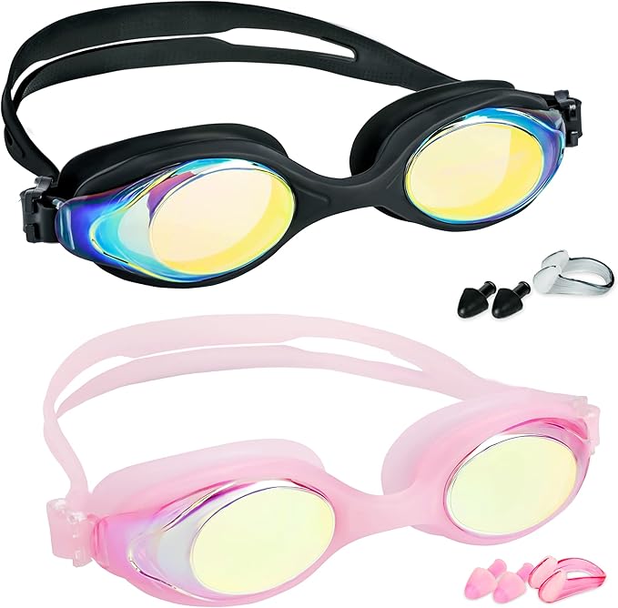 EWPJDK Kids Swim Goggles - 2 Pack Swimming Goggles Anti Fog No Leaking For Kids Age 3-15